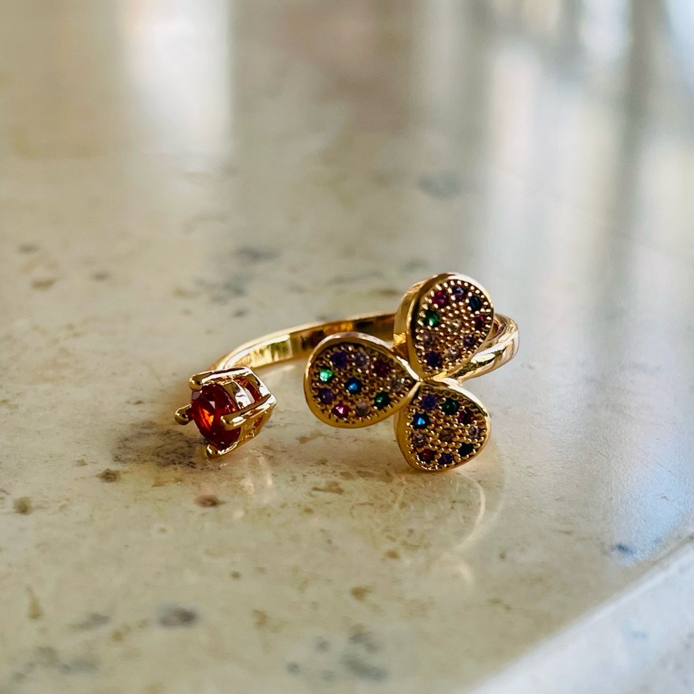 18k Rose Gold Plated Adjustable Flower Ring NWOT